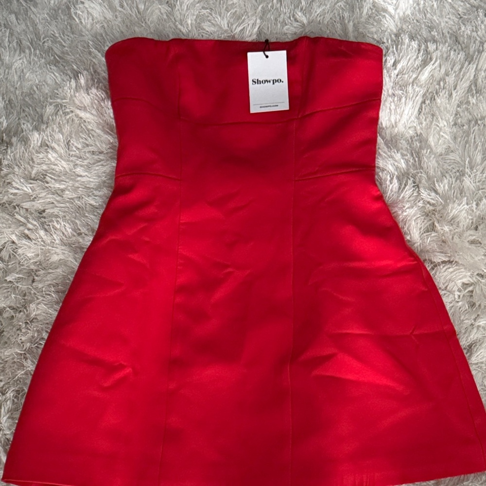 Showpo Vibrant Red Strapless Mini Dress